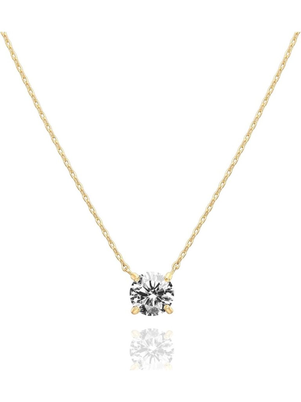 Dainty 14K Gold Plated Crystal Solitaire Choker Necklace | 1.5 Carat Cubic
